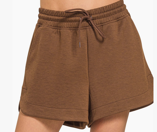 Scuba Elastic Waistband Shorts with Pocket
